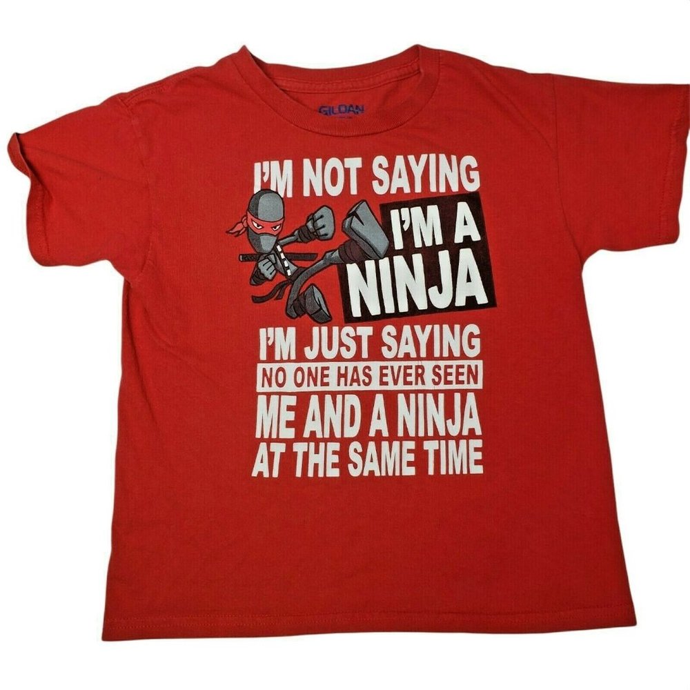 Gildan Ninja Character Red 100% Cotton Kids T-Shirt M